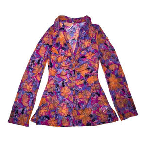 Free People Women's Lucky Shirtee, Colors Purple/Orange/Pink, US Size L, NWT